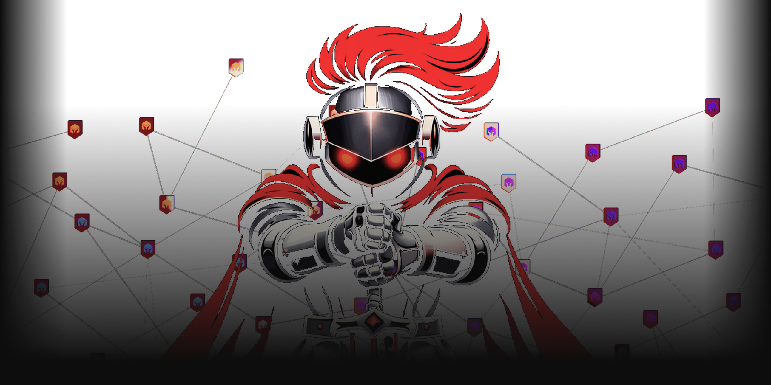 Knight with network illustration